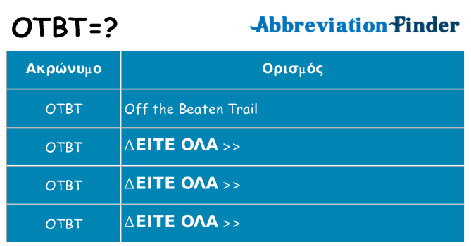 Τι σημαίνει otbt ηρεμήσει
