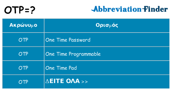 Τι σημαίνει otp ηρεμήσει