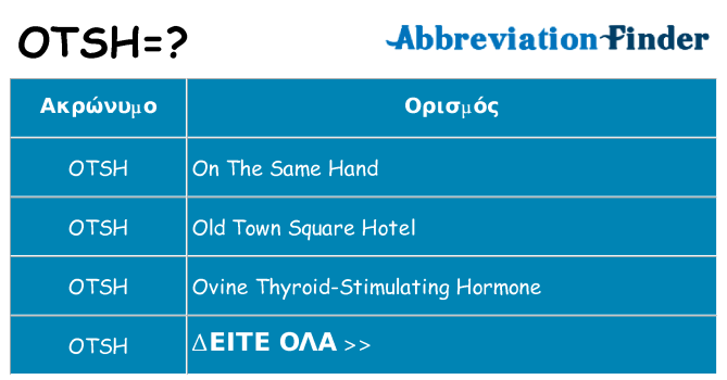 Τι σημαίνει otsh ηρεμήσει