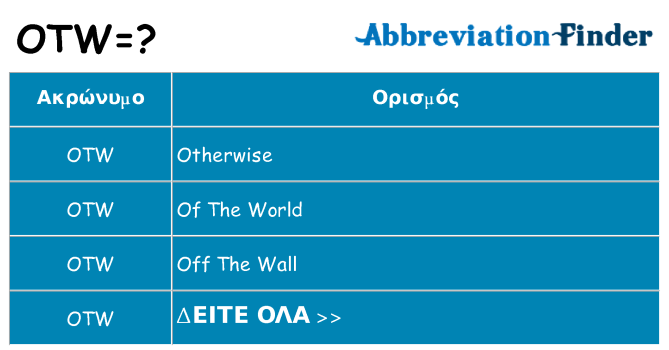 Τι σημαίνει otw ηρεμήσει