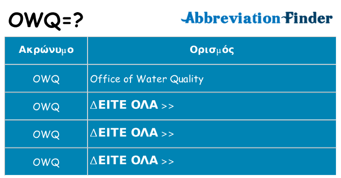 Τι σημαίνει owq ηρεμήσει