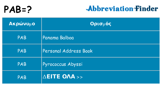 Τι σημαίνει pab ηρεμήσει