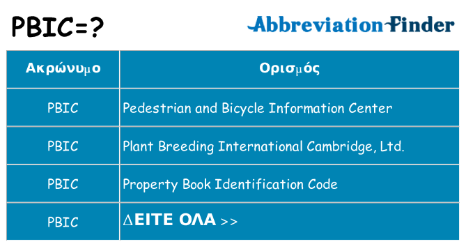 Τι σημαίνει pbic ηρεμήσει