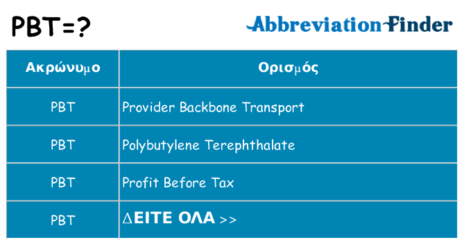 Τι σημαίνει pbt ηρεμήσει