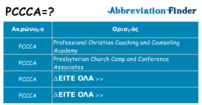 Τι σημαίνει pccca ηρεμήσει