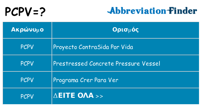 Τι σημαίνει pcpv ηρεμήσει
