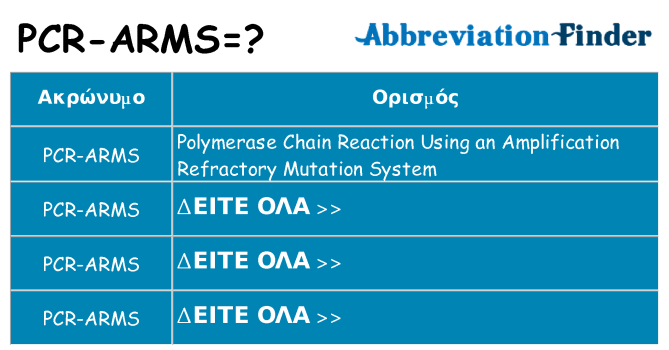 Τι σημαίνει pcr-arms ηρεμήσει