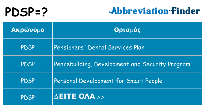 Τι σημαίνει pdsp ηρεμήσει
