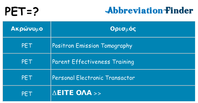 Τι σημαίνει pet ηρεμήσει