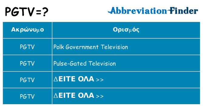Τι σημαίνει pgtv ηρεμήσει