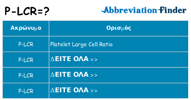 Τι σημαίνει p-lcr ηρεμήσει