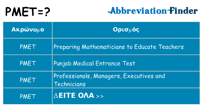 Τι σημαίνει pmet ηρεμήσει
