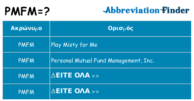 Τι σημαίνει pmfm ηρεμήσει