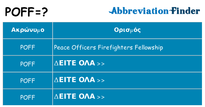 Τι σημαίνει poff ηρεμήσει