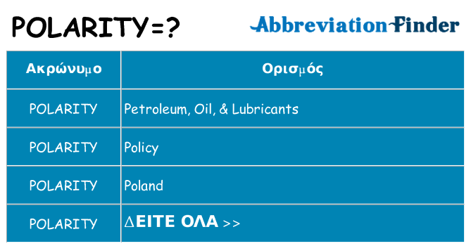 Τι σημαίνει polarity ηρεμήσει