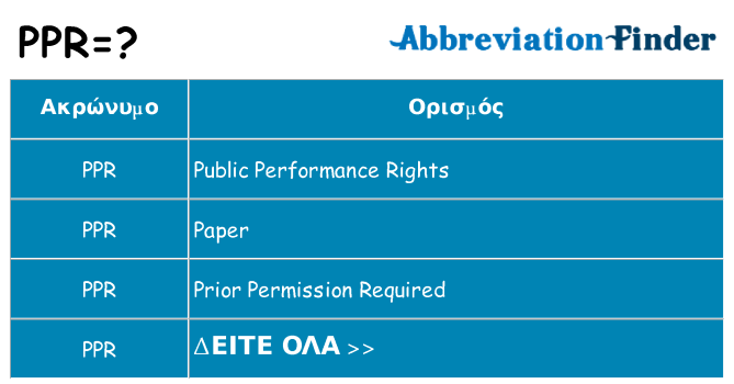 Τι σημαίνει ppr ηρεμήσει