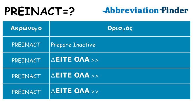 Τι σημαίνει preinact ηρεμήσει