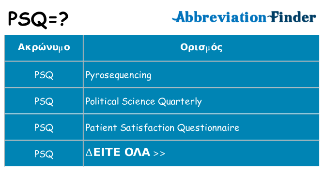 Τι σημαίνει psq ηρεμήσει