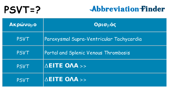 Τι σημαίνει psvt ηρεμήσει
