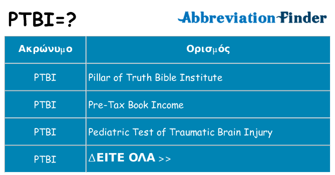 Τι σημαίνει ptbi ηρεμήσει