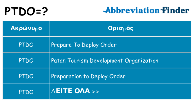 Τι σημαίνει ptdo ηρεμήσει