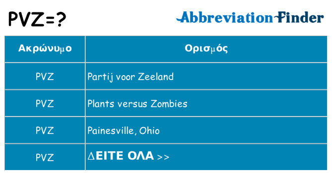 Τι σημαίνει pvz ηρεμήσει