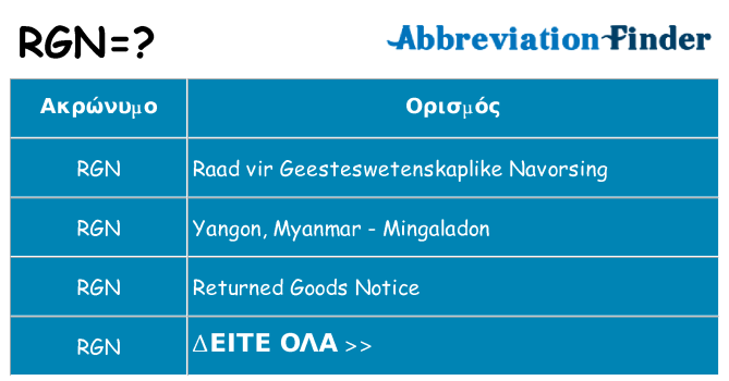 Τι σημαίνει rgn ηρεμήσει
