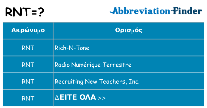Τι σημαίνει rnt ηρεμήσει