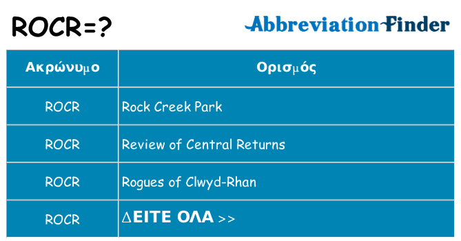 Τι σημαίνει rocr ηρεμήσει