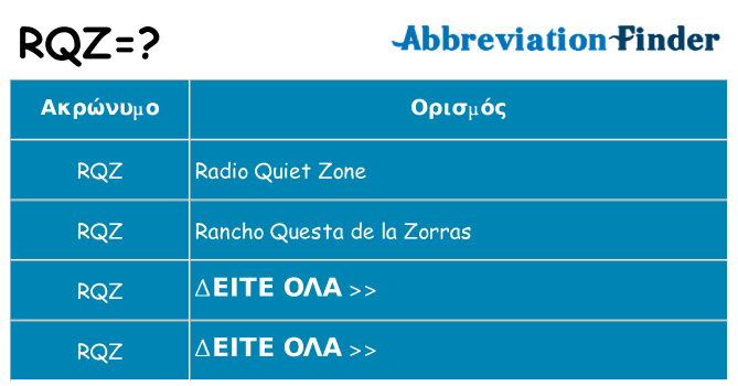 Τι σημαίνει rqz ηρεμήσει