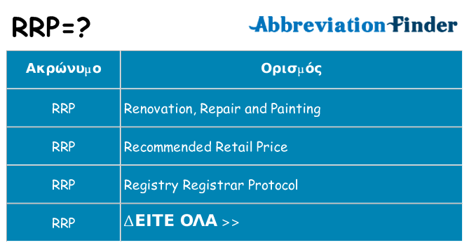 Τι σημαίνει rrp ηρεμήσει