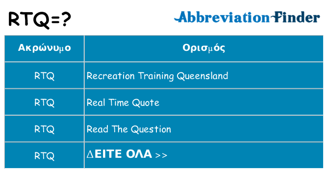 Τι σημαίνει rtq ηρεμήσει