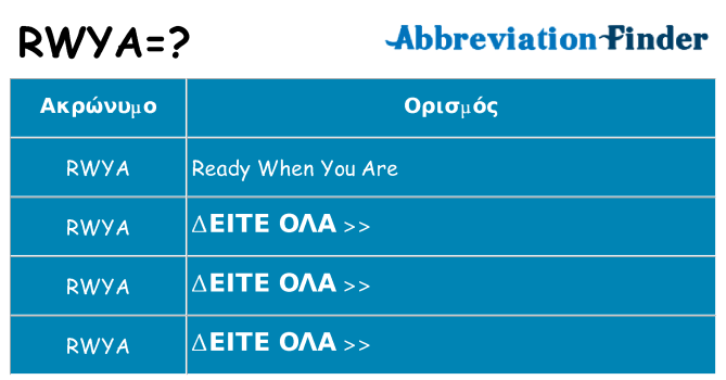 Τι σημαίνει rwya ηρεμήσει