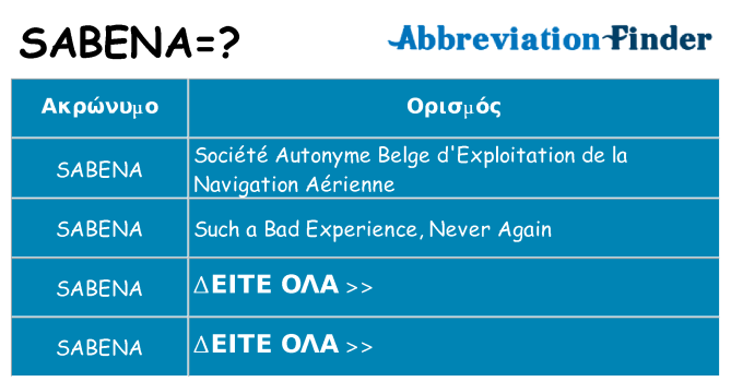 Τι σημαίνει sabena ηρεμήσει
