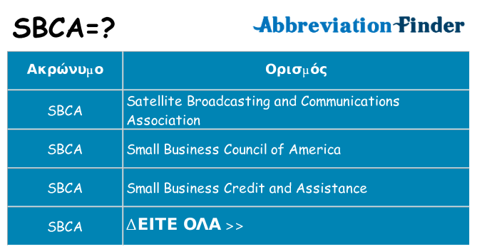 Τι σημαίνει sbca ηρεμήσει