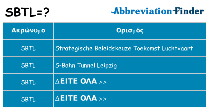 Τι σημαίνει sbtl ηρεμήσει