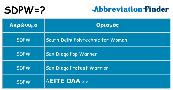 Τι σημαίνει sdpw ηρεμήσει