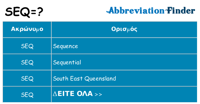 Τι σημαίνει seq ηρεμήσει