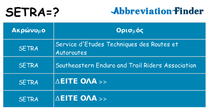 Τι σημαίνει setra ηρεμήσει