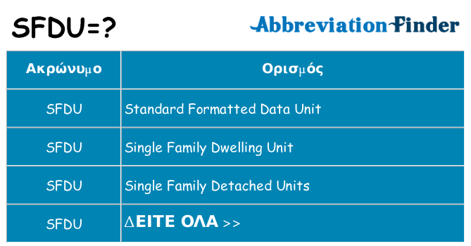 Τι σημαίνει sfdu ηρεμήσει