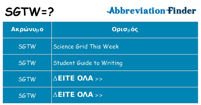 Τι σημαίνει sgtw ηρεμήσει