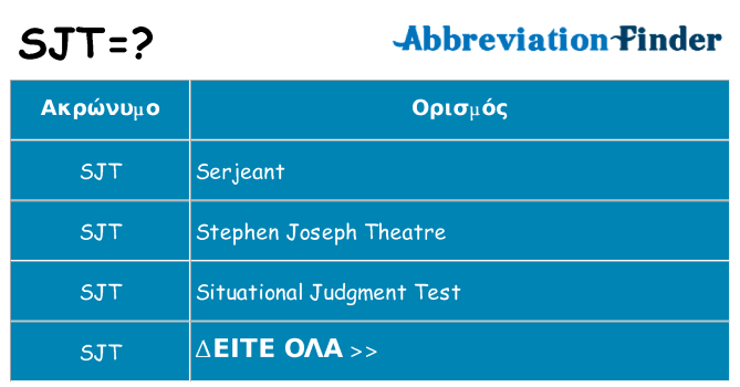 Τι σημαίνει sjt ηρεμήσει