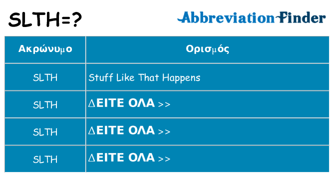 Τι σημαίνει slth ηρεμήσει