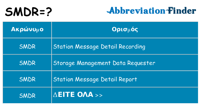Τι σημαίνει smdr ηρεμήσει