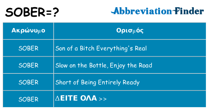 Τι σημαίνει sober ηρεμήσει
