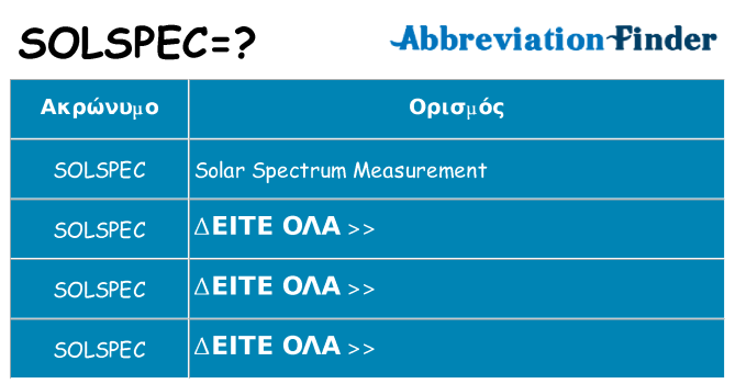 Τι σημαίνει solspec ηρεμήσει