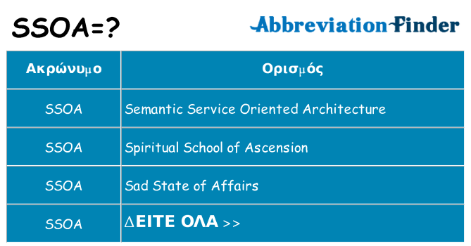 Τι σημαίνει ssoa ηρεμήσει