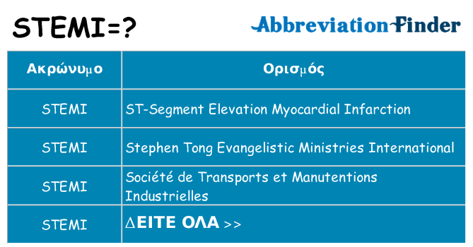 Τι σημαίνει stemi ηρεμήσει
