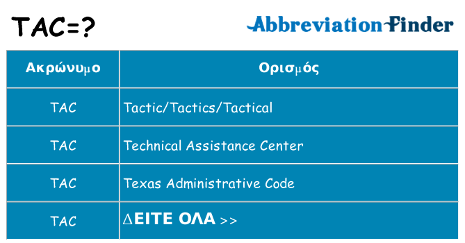 Τι σημαίνει tac ηρεμήσει