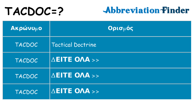 Τι σημαίνει tacdoc ηρεμήσει